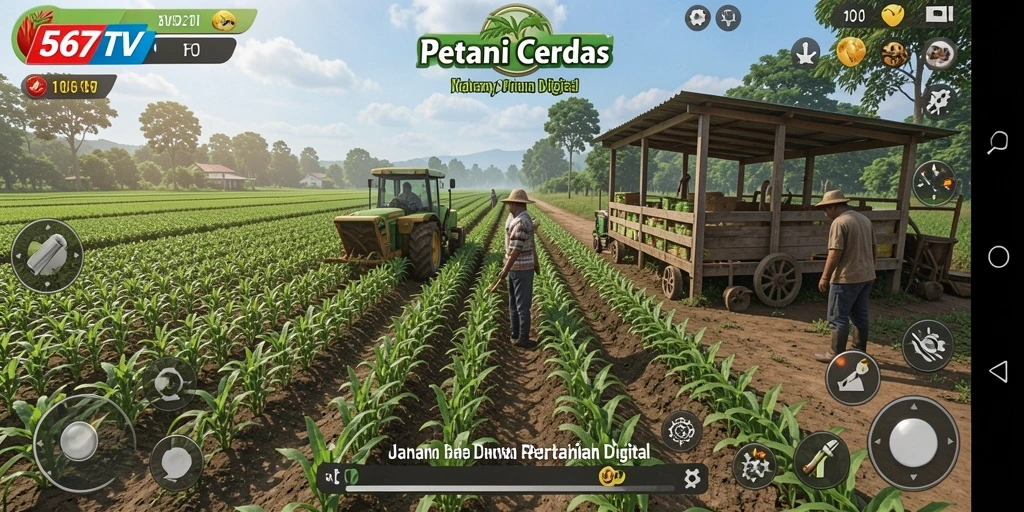 Tangkapan layar gameplay 567TV menunjukkan aktivitas bertani yang seru.