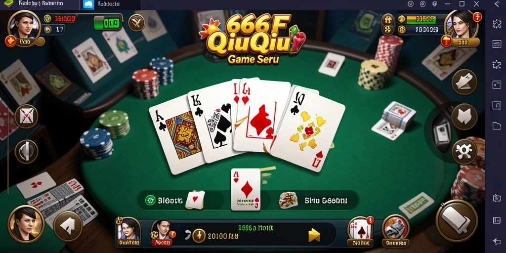 Tampilan gameplay seru QiuQiu di 666F dengan kartu-kartu menarik.