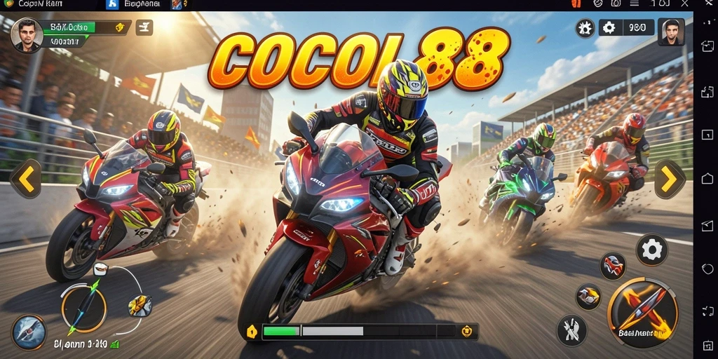 Tampilan gameplay menarik dari COCOL88 dengan aksi balapan motor.