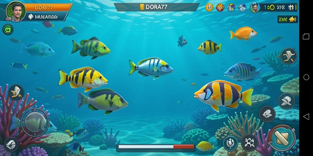 Tampilan screenshot gameplay <strong>DORA77</strong> saat menangkap ikan.