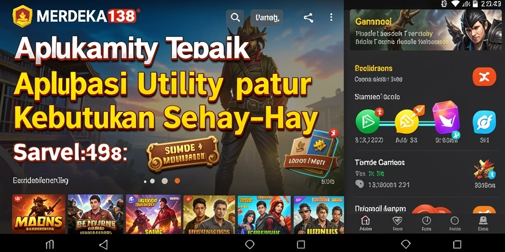 Tampilan utama aplikasi MERDEKA138 dengan fitur-fitur Utility.
