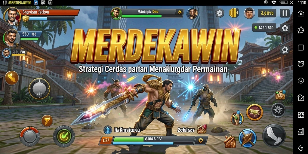 Tampilan gameplay dinamis dari MERDEKAWIN yang penuh strategi.