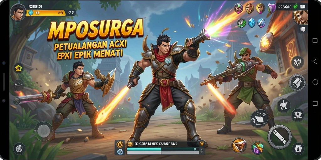 Tampilan seru gameplay MPOSURGA dengan aksi mendebarkan.