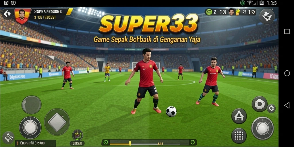 Tampilan gameplay REAL dari SUPER33 yang mendebarkan di lapangan sepak bola.